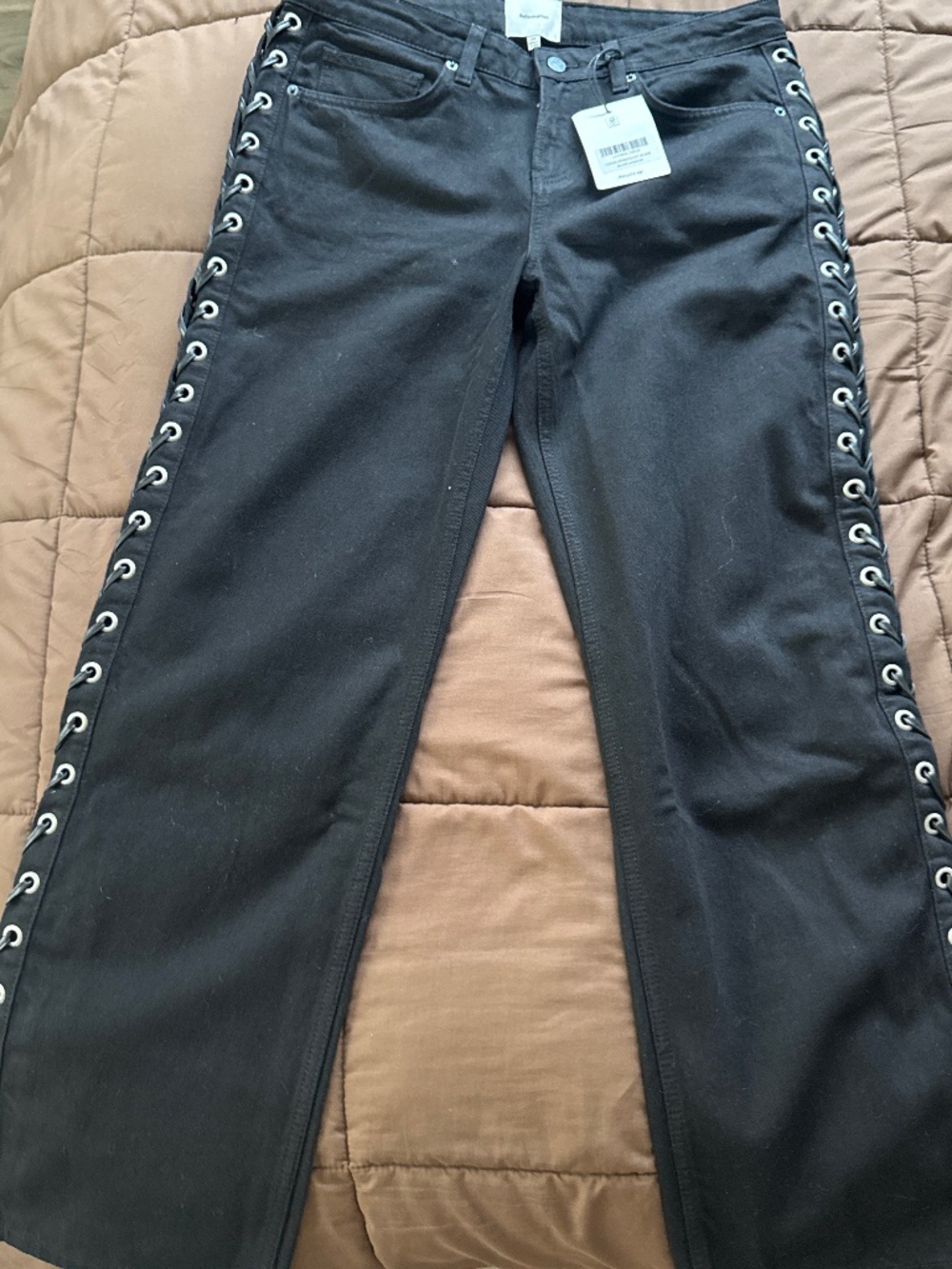 Reformation Charlee Low Rise Straight Leg Jeans Black - Size 28
